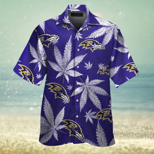 Baltimore Ravens Short Sleeve Button Up Hawaiian Tropical Shirt