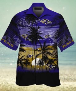 Baltimore Ravens Short Sleeve Button Up Tropical Shirt Hawaiian Shirt