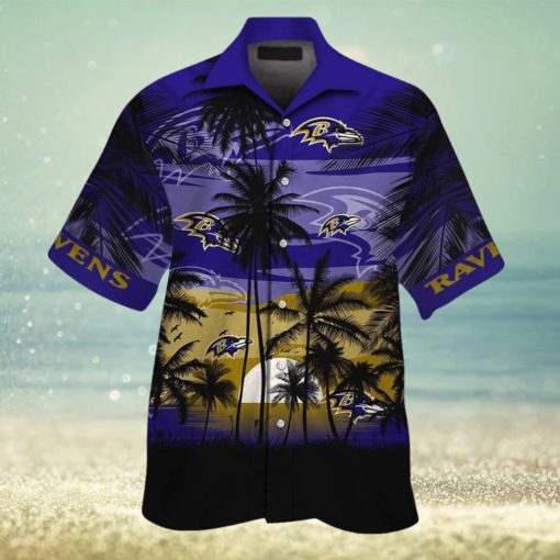 Baltimore Ravens Short Sleeve Button Up Tropical Shirt Hawaiian Shirt