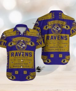 Baltimore Ravens Short Sleeve Hawaiian Shirt Tropical Button Up