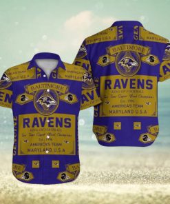 Baltimore Ravens Short Sleeve Hawaiian Shirt Tropical Button Up