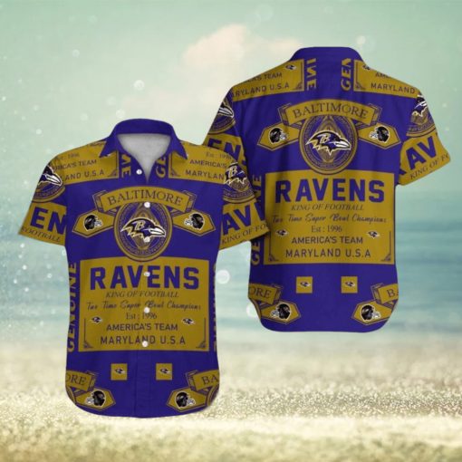 Baltimore Ravens Short Sleeve Hawaiian Shirt Tropical Button Up