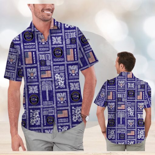 Baltimore Ravens Summer Commemorative Short Sleeve Button Up Tropical Hawaiian Shirt