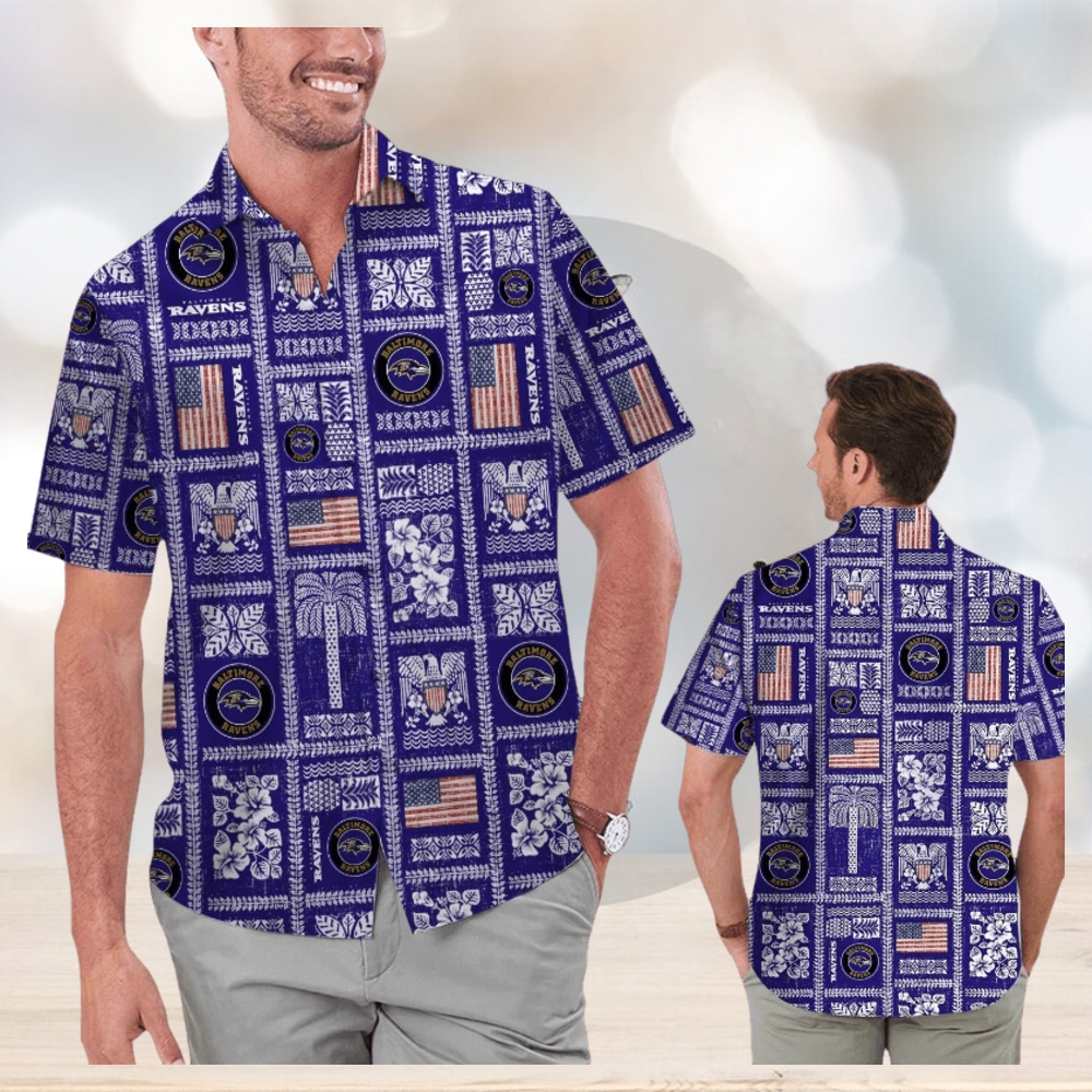 Baltimore Ravens Summer Commemorative Short Sleeve Button Up Tropical Hawaiian Shirt Baltimore Ravens Summer Commemorative Short Sleeve Button Up Tropical Hawaiian Shirt