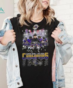 Baltimore Ravens Super Bowl LVIII 2024 Champions Signatures T Shirt