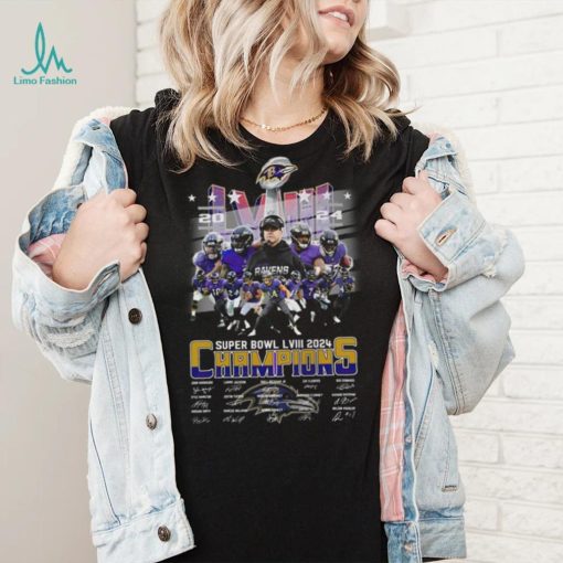 Baltimore Ravens Super Bowl LVIII 2024 Champions Signatures T Shirt