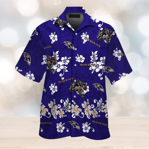 Baltimore Ravens Tropical Hawaiian Short Sleeve Button Up Shirt