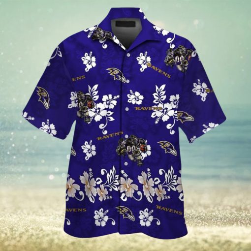 Baltimore Ravens Tropical Hawaiian Short Sleeve Button Up Shirt