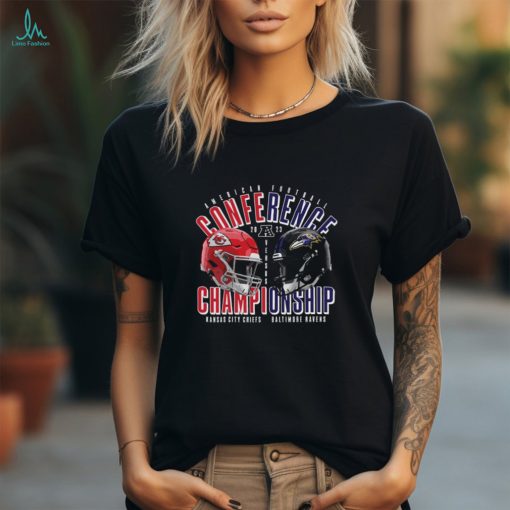 Baltimore Ravens Vs Kansas City Chiefs 2023 AFC Championship Matchup Helmet Head To Head Unisex T Shirt