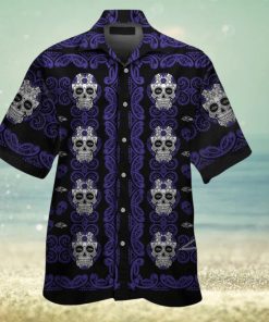 Baltimore Ravensskull Short Sleeve Button Up Tropical Hawaiian Shirt VER01