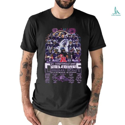 Baltimore ravens 2023 2024 afc championship game champions team name signature shirt