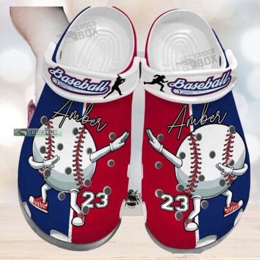 Baseball Ball Dabbing Cute – Custom Name Number Crocs