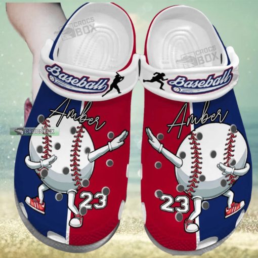 Baseball Ball Dabbing Cute – Custom Name Number Crocs