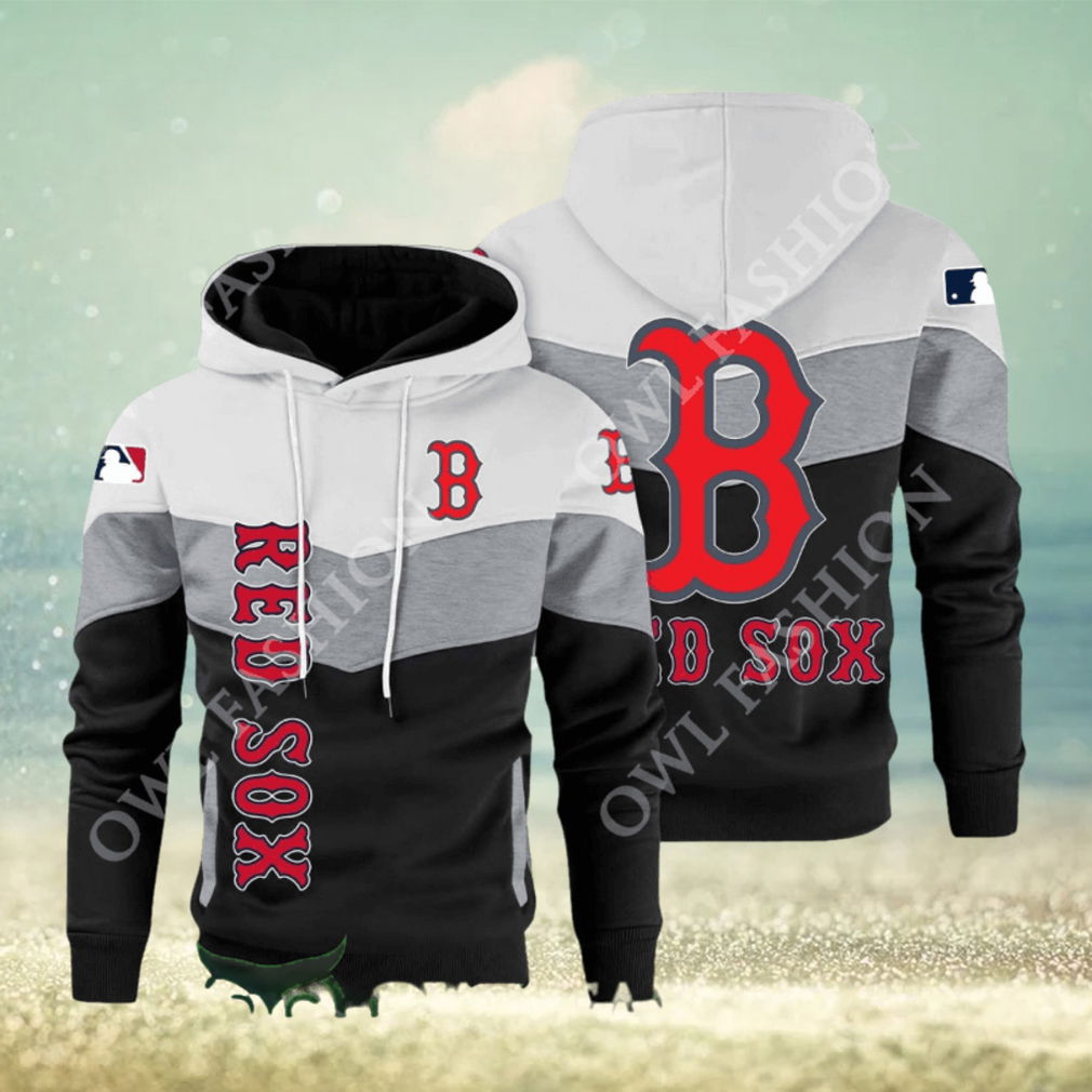 Baseball Boston Red Sox Team MLB Black White Printed Hoodie Baseball Boston Red Sox Team MLB Black White Printed Hoodie