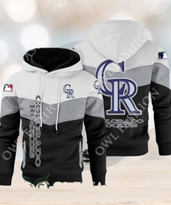 Baseball Colorado Rockies Team MLB Black White Printed Hoodie