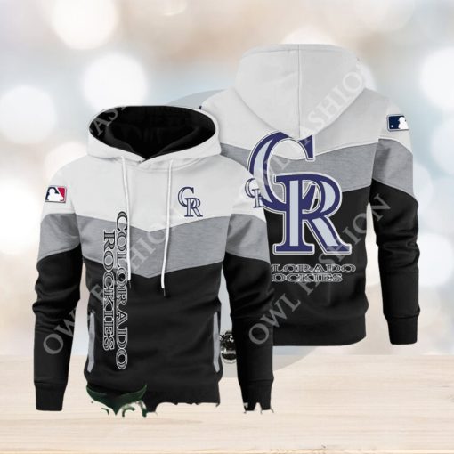 Baseball Colorado Rockies Team MLB Black White Printed Hoodie