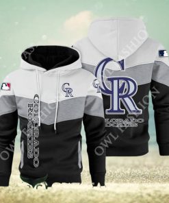 Baseball Colorado Rockies Team MLB Black White Printed Hoodie