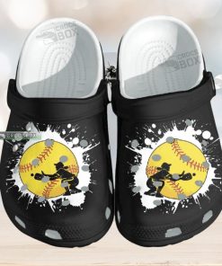 Baseball Girl Custom Shoes Crocs – Baseball Beach Black Crocs Womens