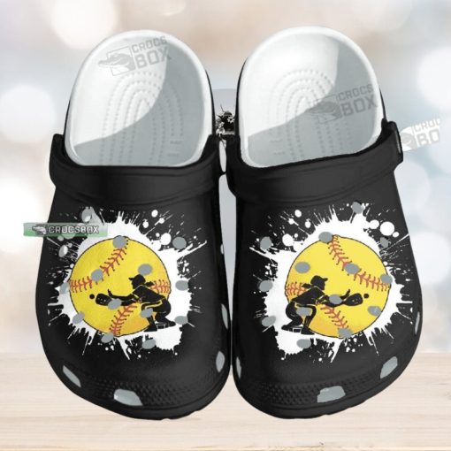 Baseball Girl Custom Shoes Crocs – Baseball Beach Black Crocs Womens