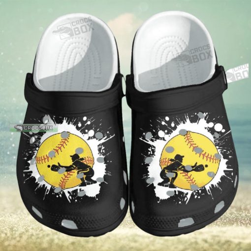 Baseball Girl Custom Shoes Crocs – Baseball Beach Black Crocs Womens