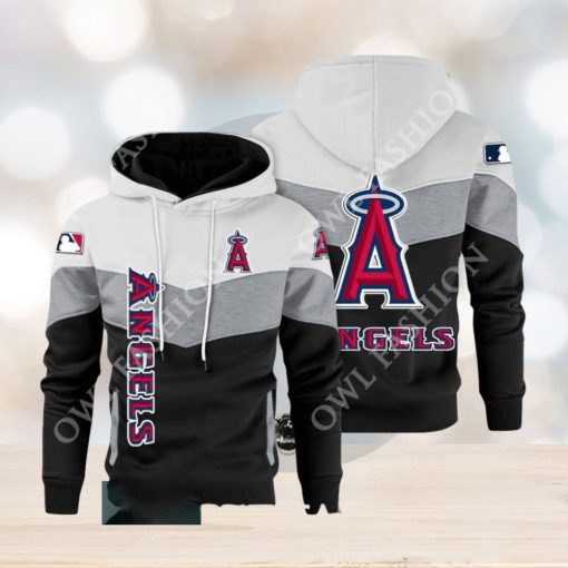 Baseball Los Angeles Angels Team MLB Black White Printed Hoodie