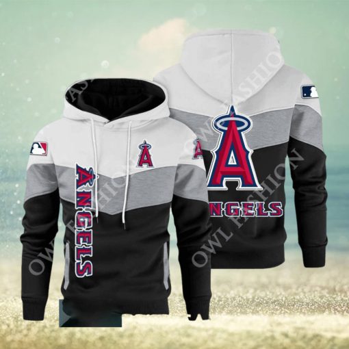 Baseball Los Angeles Angels Team MLB Black White Printed Hoodie
