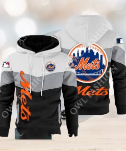 Baseball New York Mets Team MLB Black White Printed Hoodie