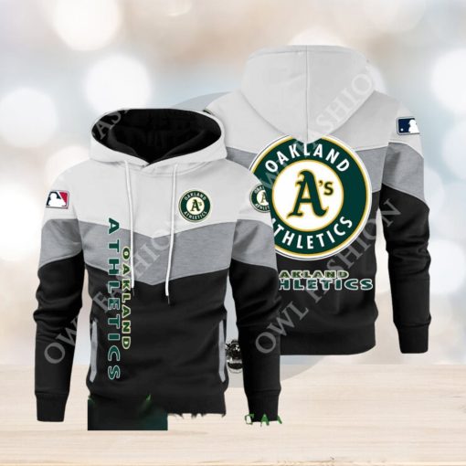 Baseball Oakland Athletics Team MLB Black White Printed Hoodie