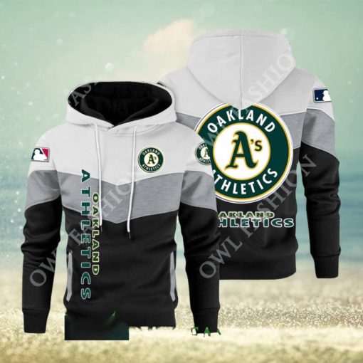 Baseball Oakland Athletics Team MLB Black White Printed Hoodie