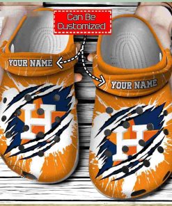 Baseball Personalized HAstros Ripped Claw Clog Crocs