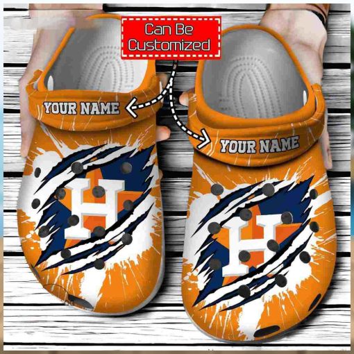 Baseball Personalized HAstros Ripped Claw Clog Crocs