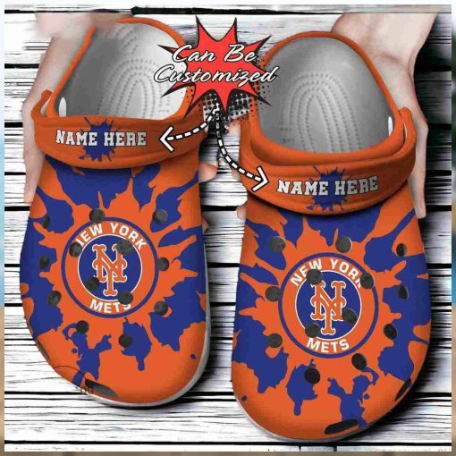 Baseball Personalized NY Mets Color Splash Clog Crocs Shoes Gift