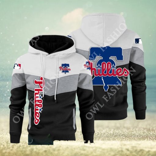 Baseball Philadelphia Phillies Team MLB Black White Printed Hoodie