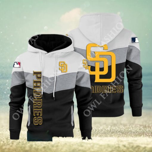 Baseball San Diego Padres Team MLB Black White Printed Hoodie