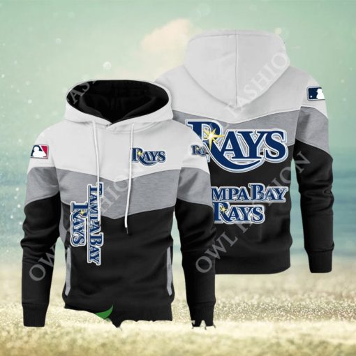 Baseball Tampa Bay Rays Team MLB Black White Printed Hoodie