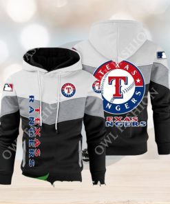 Baseball Texas Rangers Team MLB Black White Printed Hoodie