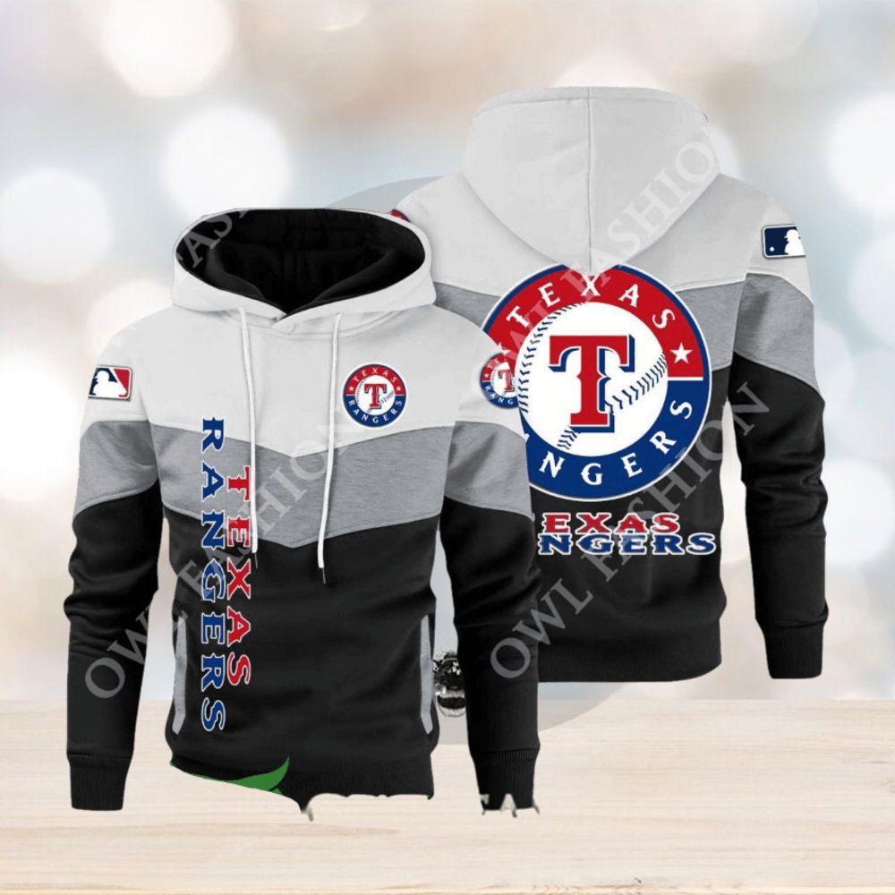 Baseball Texas Rangers Team MLB Black White Printed Hoodie Baseball Texas Rangers Team MLB Black White Printed Hoodie