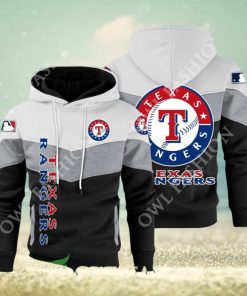 Baseball Texas Rangers Team MLB Black White Printed Hoodie