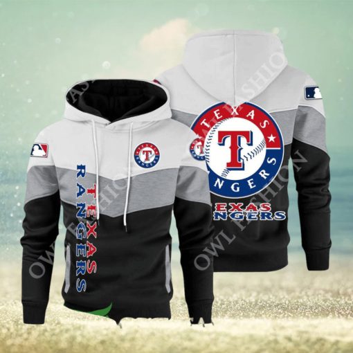Baseball Texas Rangers Team MLB Black White Printed Hoodie