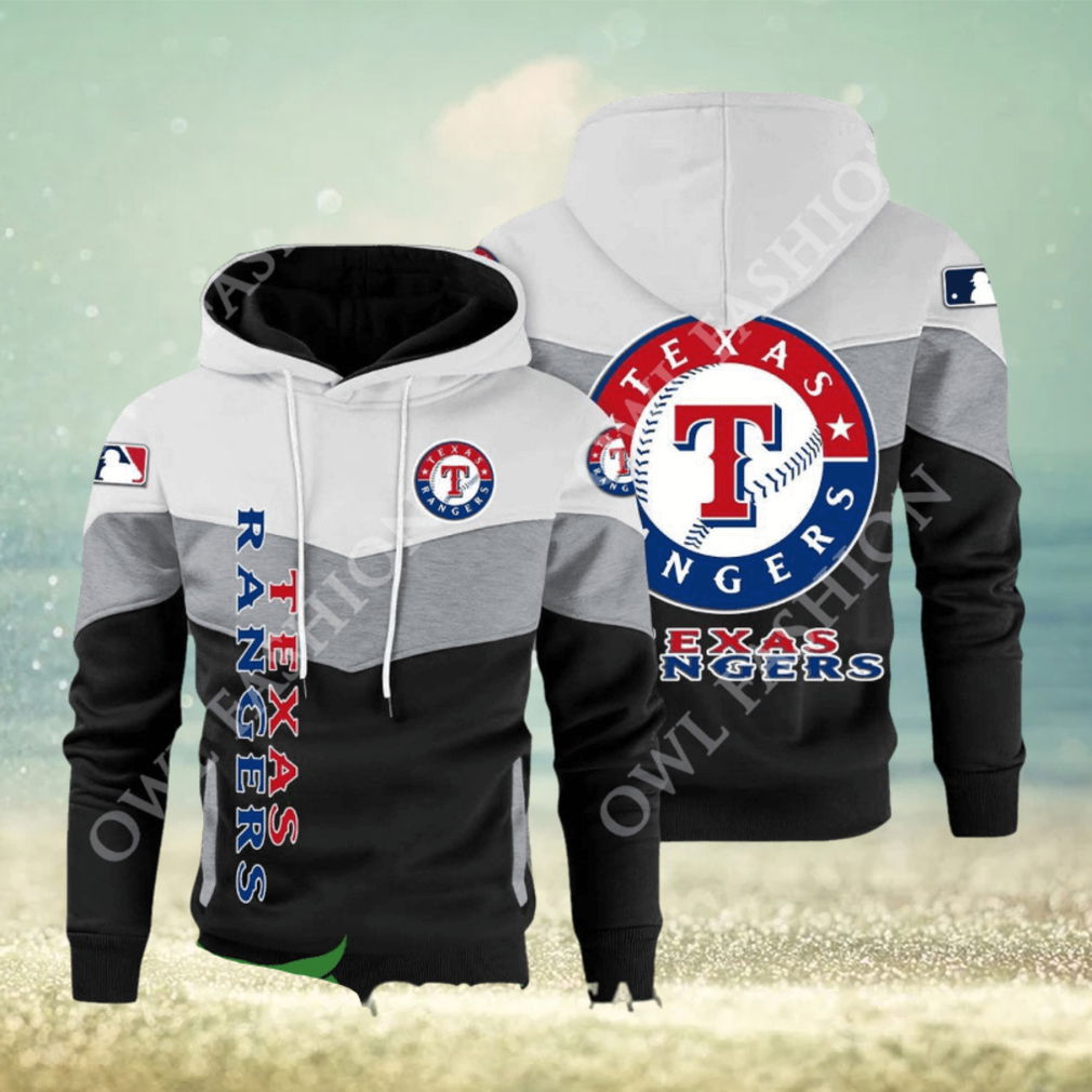 Baseball Texas Rangers Team MLB Black White Printed Hoodie Baseball Texas Rangers Team MLB Black White Printed Hoodie