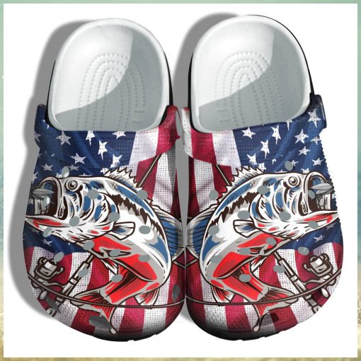 Bass Fishing Camping 4Th Of July Shoes crocs