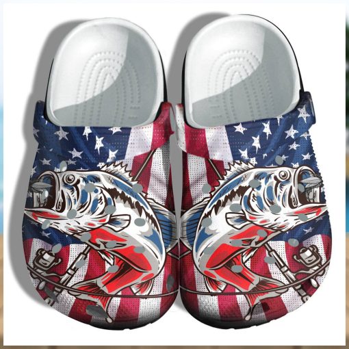 Bass Fishing Camping 4Th Of July Shoes crocs