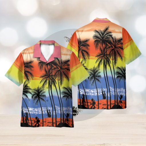 Beach Colorful Tropical Palm Tree 3D Hawaiian Shirt Holiday Gift