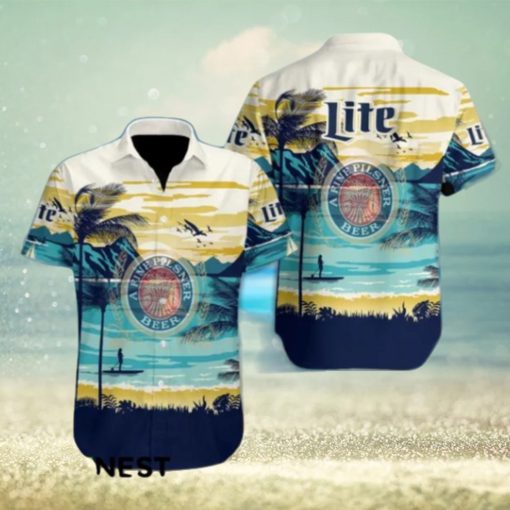 Beer Lite A Fine Pilsner Hawaiian Design Short Sleeve Shirt