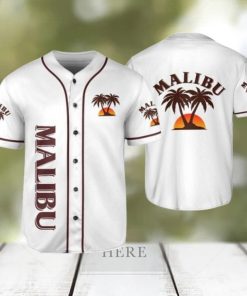 Beige Malibu Rum White Baseball Jersey Beer