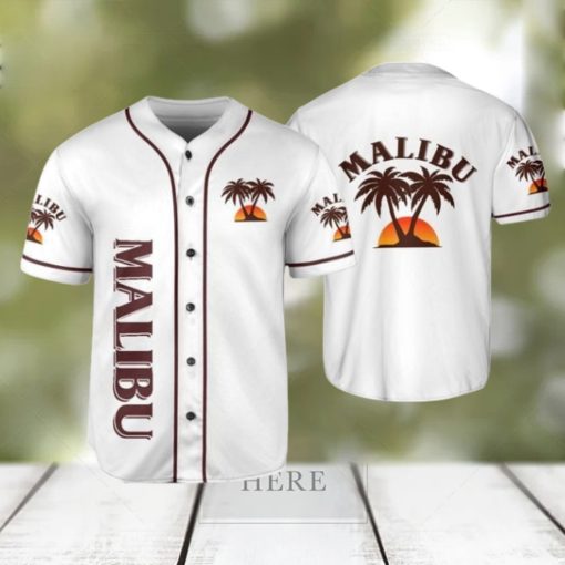 Beige Malibu Rum White Baseball Jersey Beer