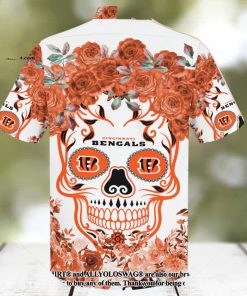 Bengals NFL Flower Skull Classic Full Printed Hawaiian Shirt