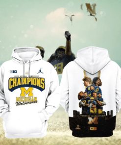 Big 2023 National Championship Champions Michigan Wolverines White Portrait Design 3D Hoodie
