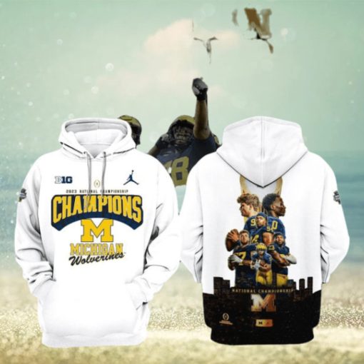 Big 2023 National Championship Champions Michigan Wolverines White Portrait Design 3D Hoodie