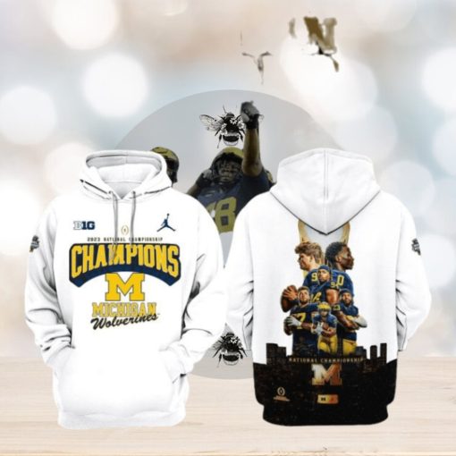 Big 2023 National Championship Champions Michigan Wolverines White Portrait Design 3D Hoodie